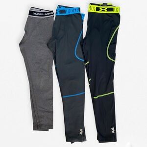 Lot of 3 - Under Armour Sport Compression Cold Gear Leggings - Youth L